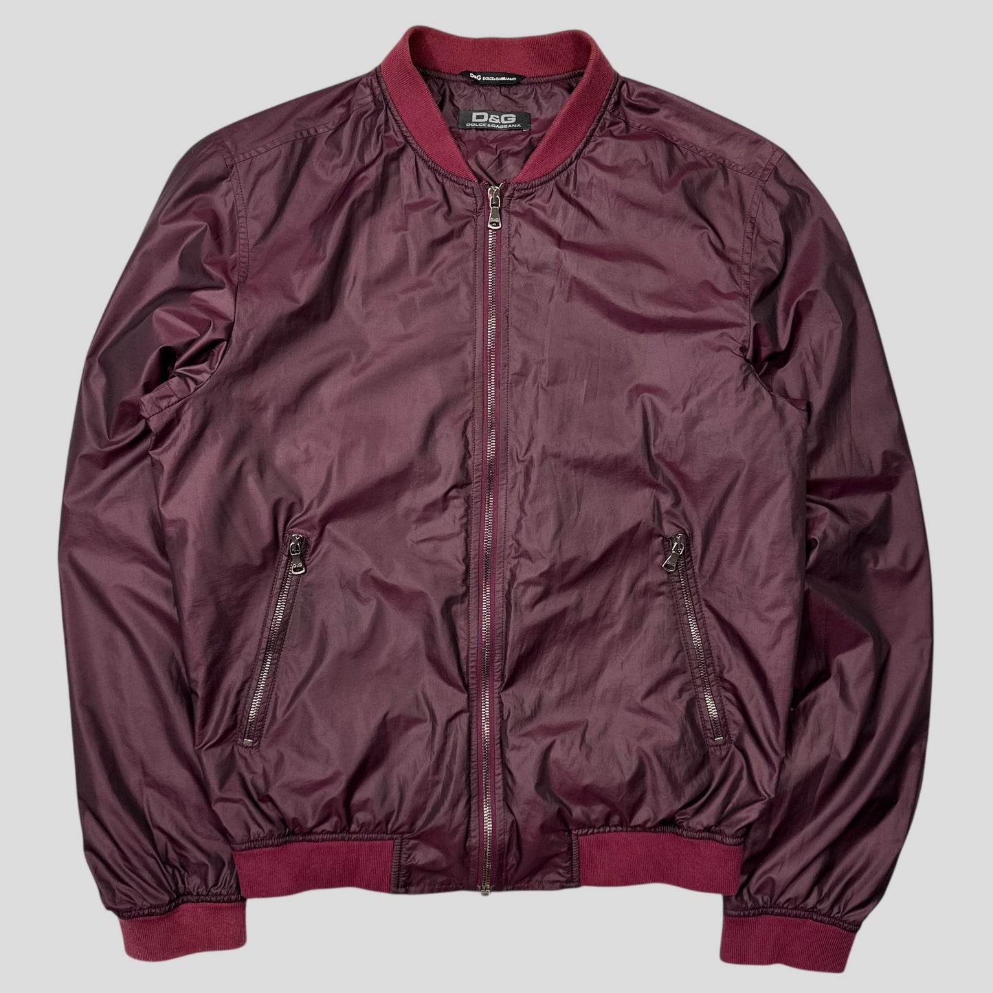 D&G 00’s Dolce & Gabbana Iridescent Nylon Bomber Jacket - IT50 (M) | Default Title, Burgundy