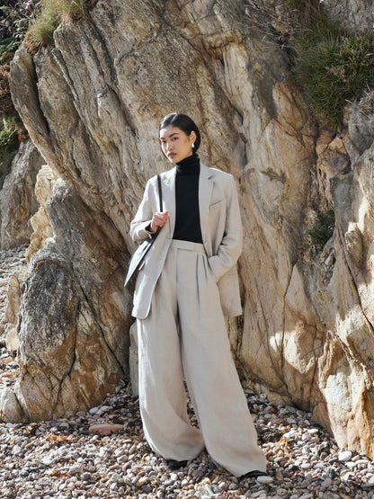 Max Mara SS2023 Runway Pure Linen Wide Leg Suit - L/UK12