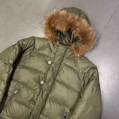 Avirex Puffer Jacket Fur Hood In Olive Green ( XL )