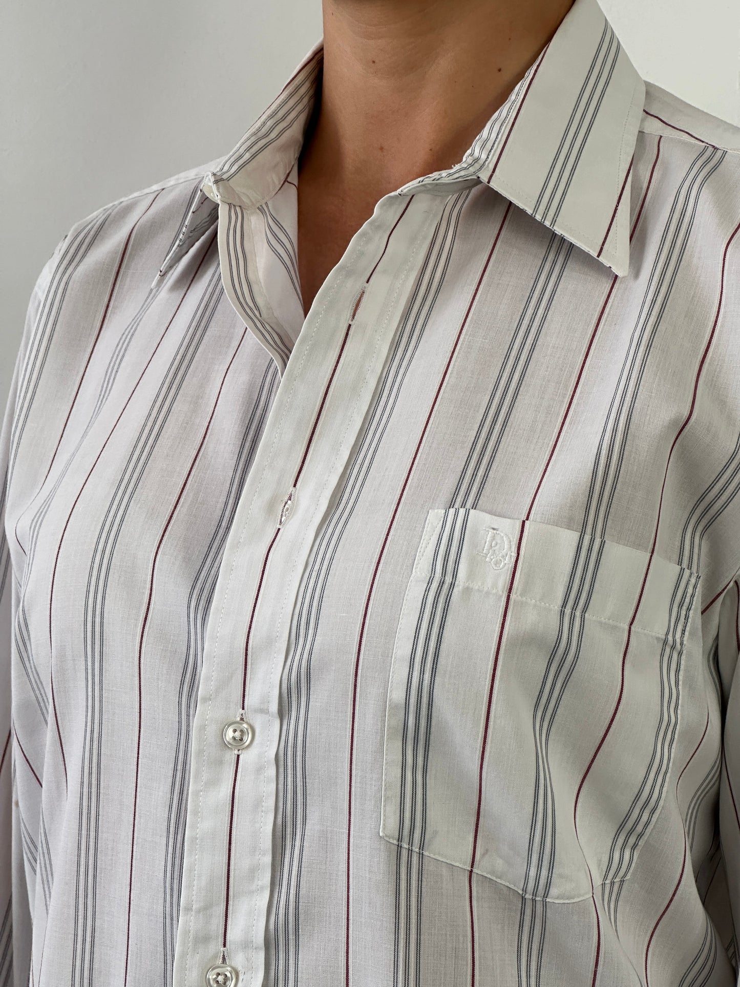 Christian Dior Stripe Cotton Logo Shirt - M