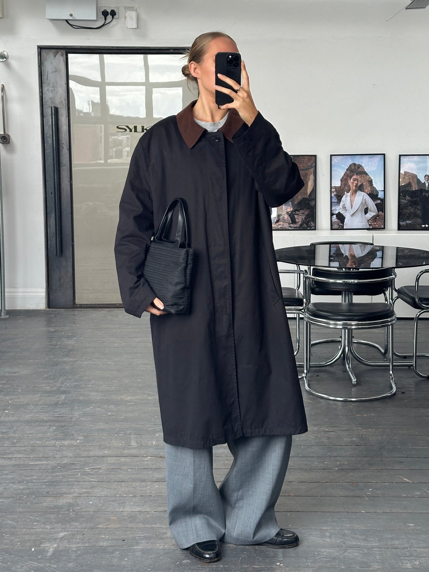 Vintage 2000s Contrast Collar Trench Coat - XL