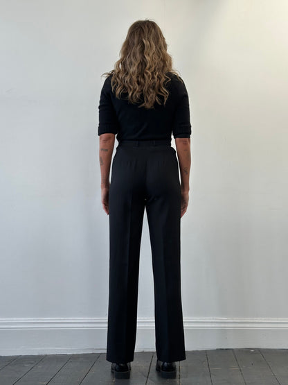 Salvatore Ferragamo Wool Stripe High Waisted Tailored Trousers - W26