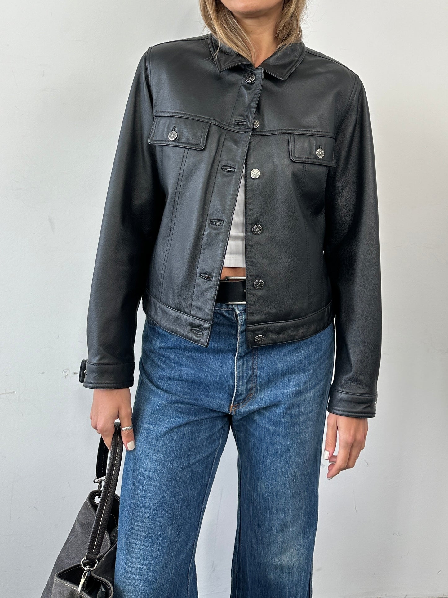 Vintage Boxy Leather Jacket - S/M