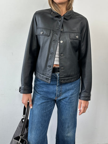 Vintage Boxy Leather Jacket - S/M