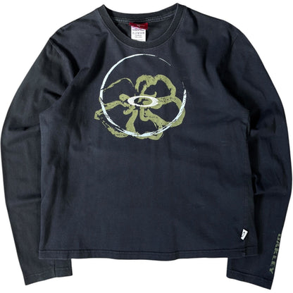 Oakley 00's Flower Graphic Long Sleeve Top UK 8/10 | 8/10, Black