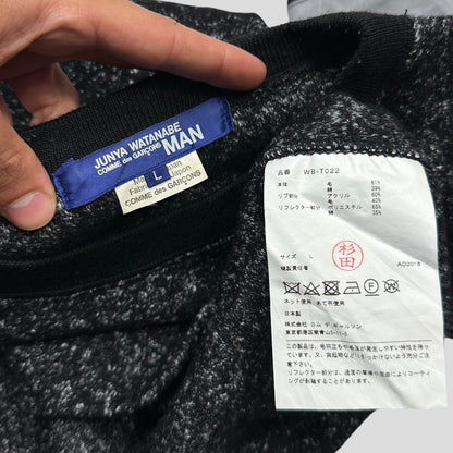 Junya Watanabe MEN 2018 Speckled 3M Reflective Panelled Knit - L (M) | Medium, Grey