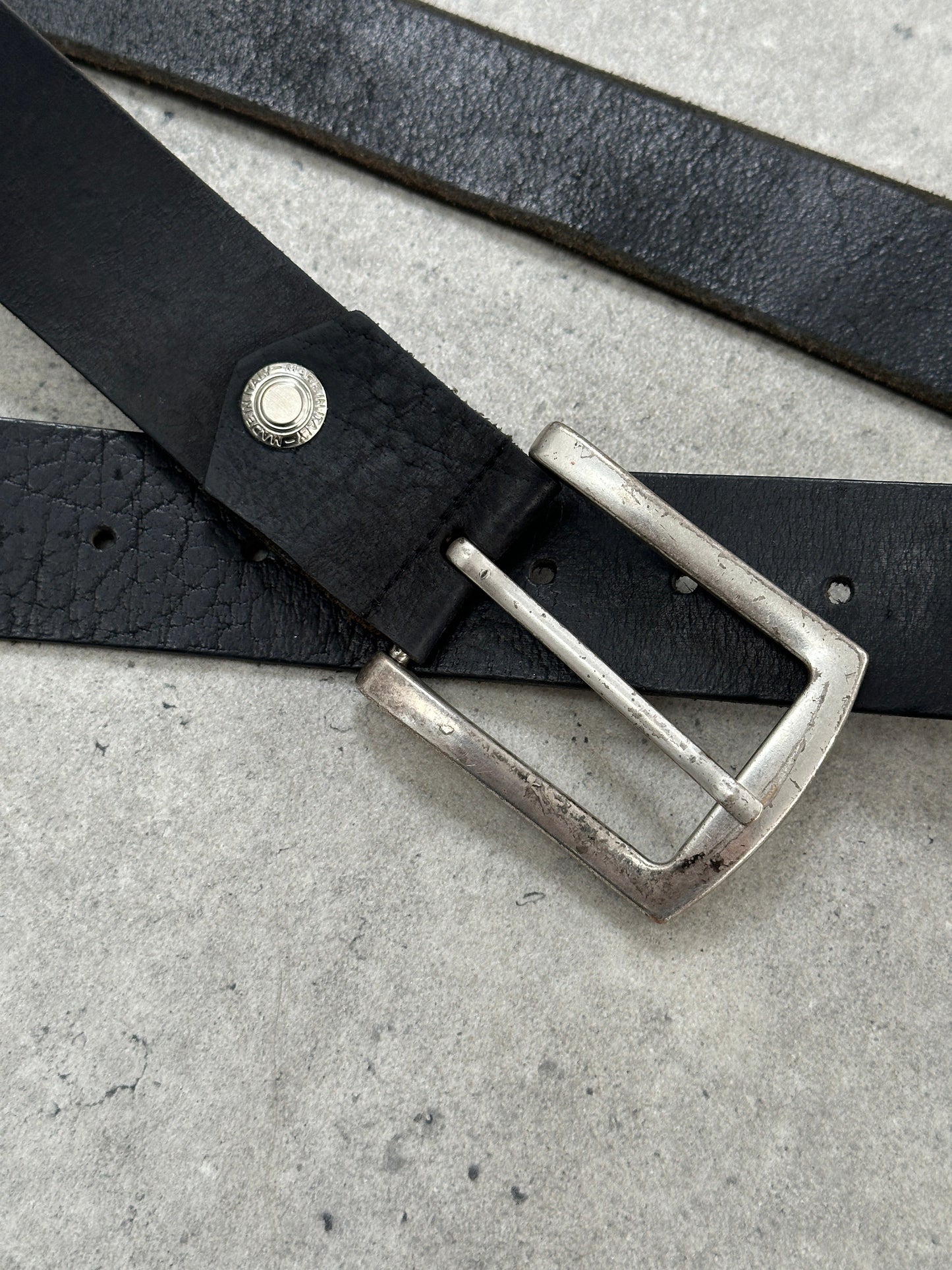 Italian Vintage 1990s Chrome Leather Belt - 34-38”