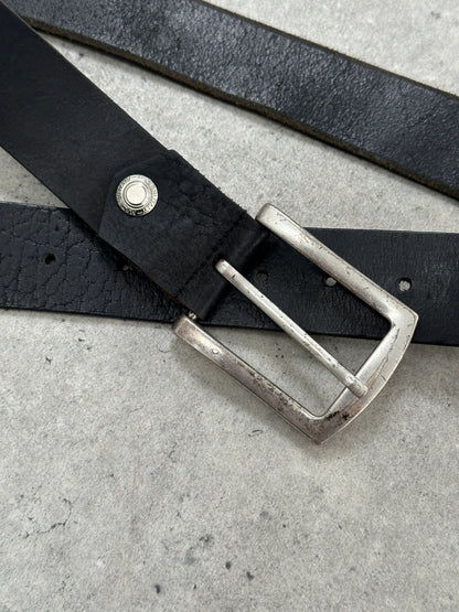 Italian Vintage 1990s Chrome Leather Belt - 34-38”