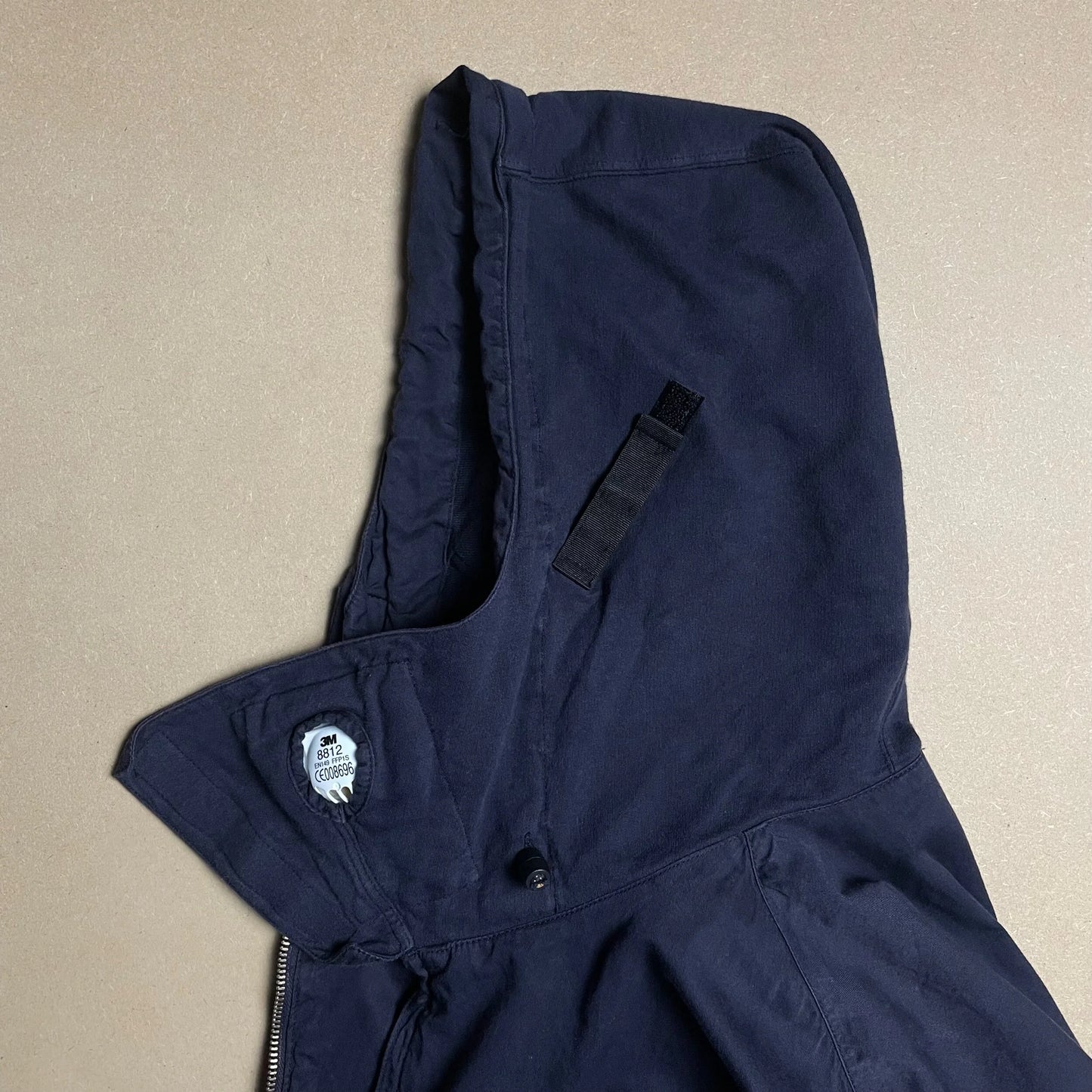 90s Massimo Osti Production Navy Built In 3M Smog Mask Hooded Jacket