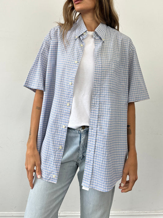 Yves Saint Laurent Check Cotton Logo Short Sleeve Shirt - XL