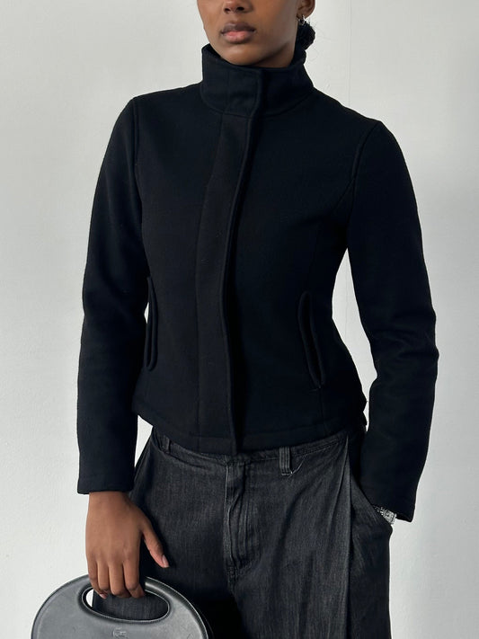 Armani Jeans 2000s Wool High Neck Minimal Jacket - S