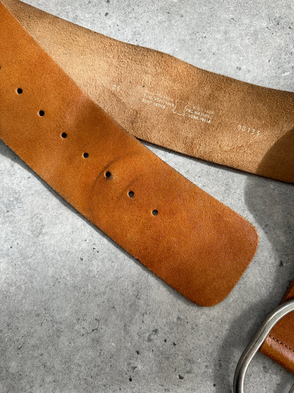Italian Vintage 1990s Chunky Leather Belt - W28-32