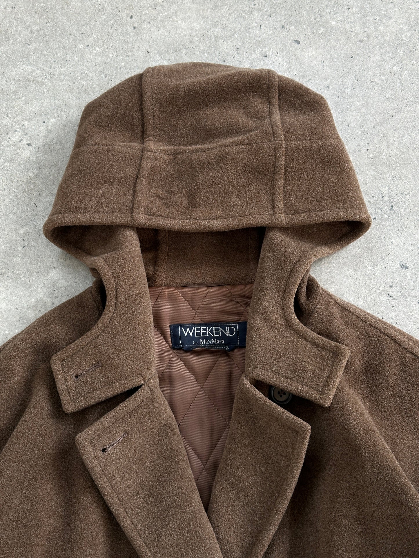 Max Mara Weekend 2000s Wool Hooded Double Breasted Coat - M