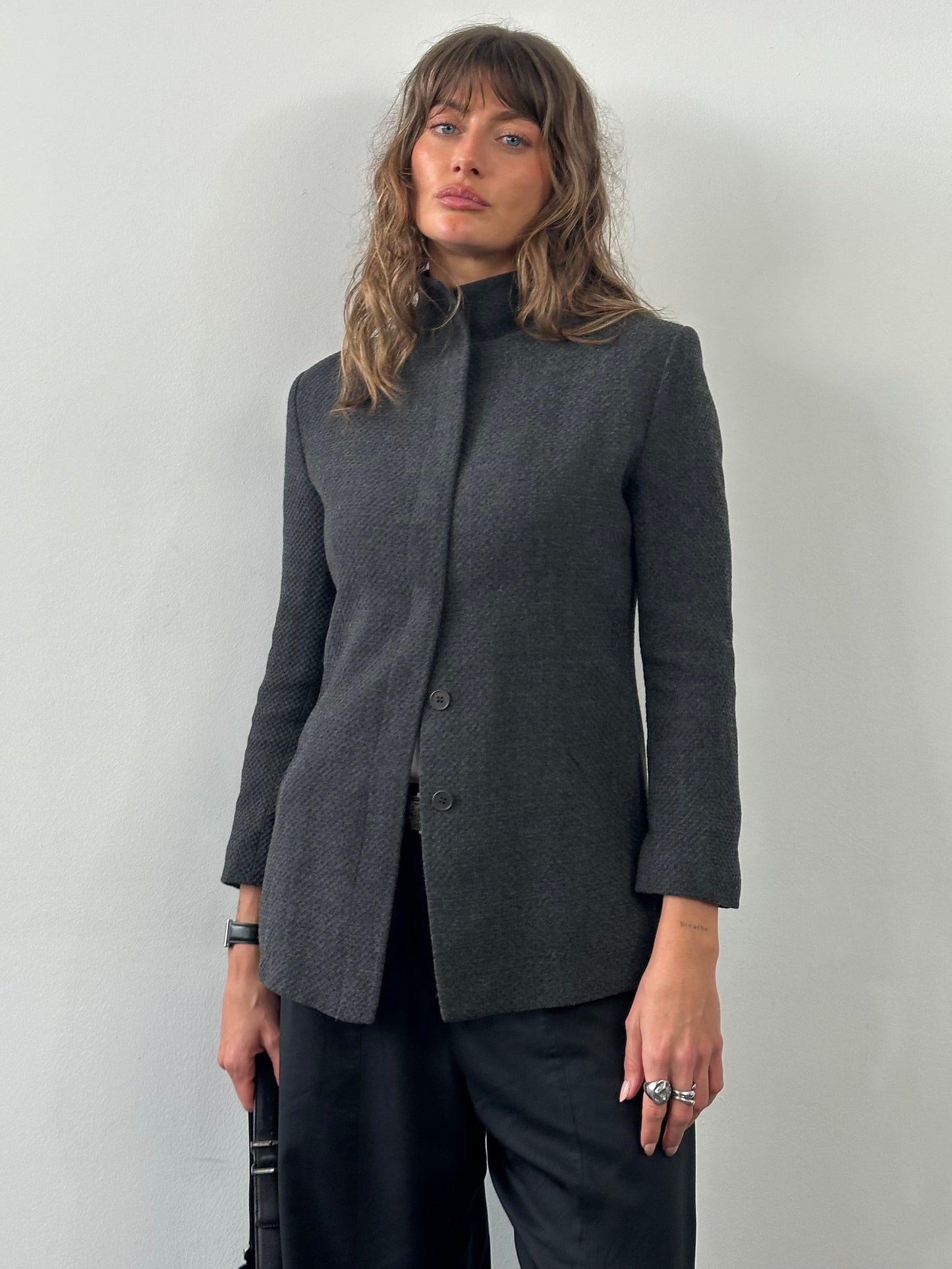 Emporio Armani 1990s High Neck Minimal Jacket - XS/S