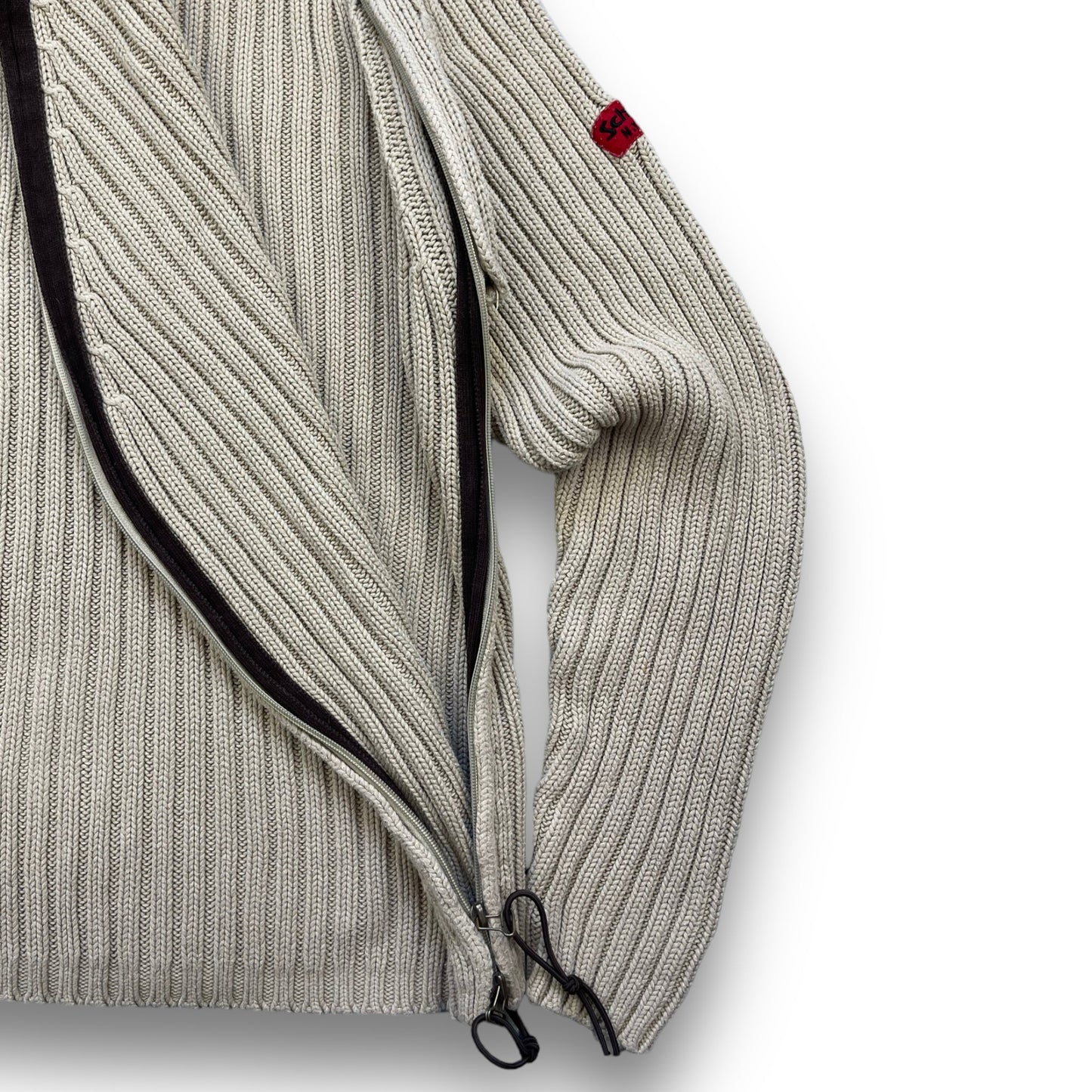 2000's Schott NYC Dual Zip Knitted Balaclava Hoodie (M) | Default Title, Beige