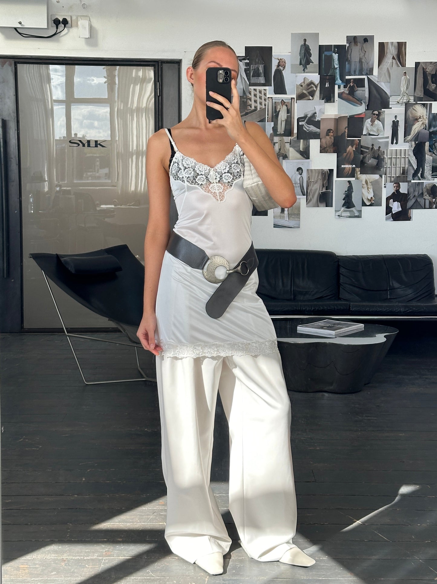 Vintage 1990s Chunky Circular Leather Belt - W35