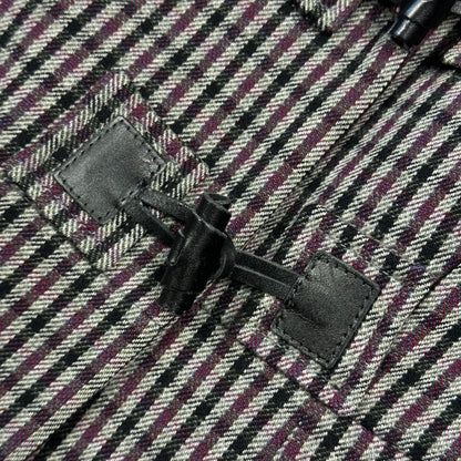 Miu Miu 00’s Virgin Wool + Removable Sheep Fur Plaid Duffle Coat - IT42