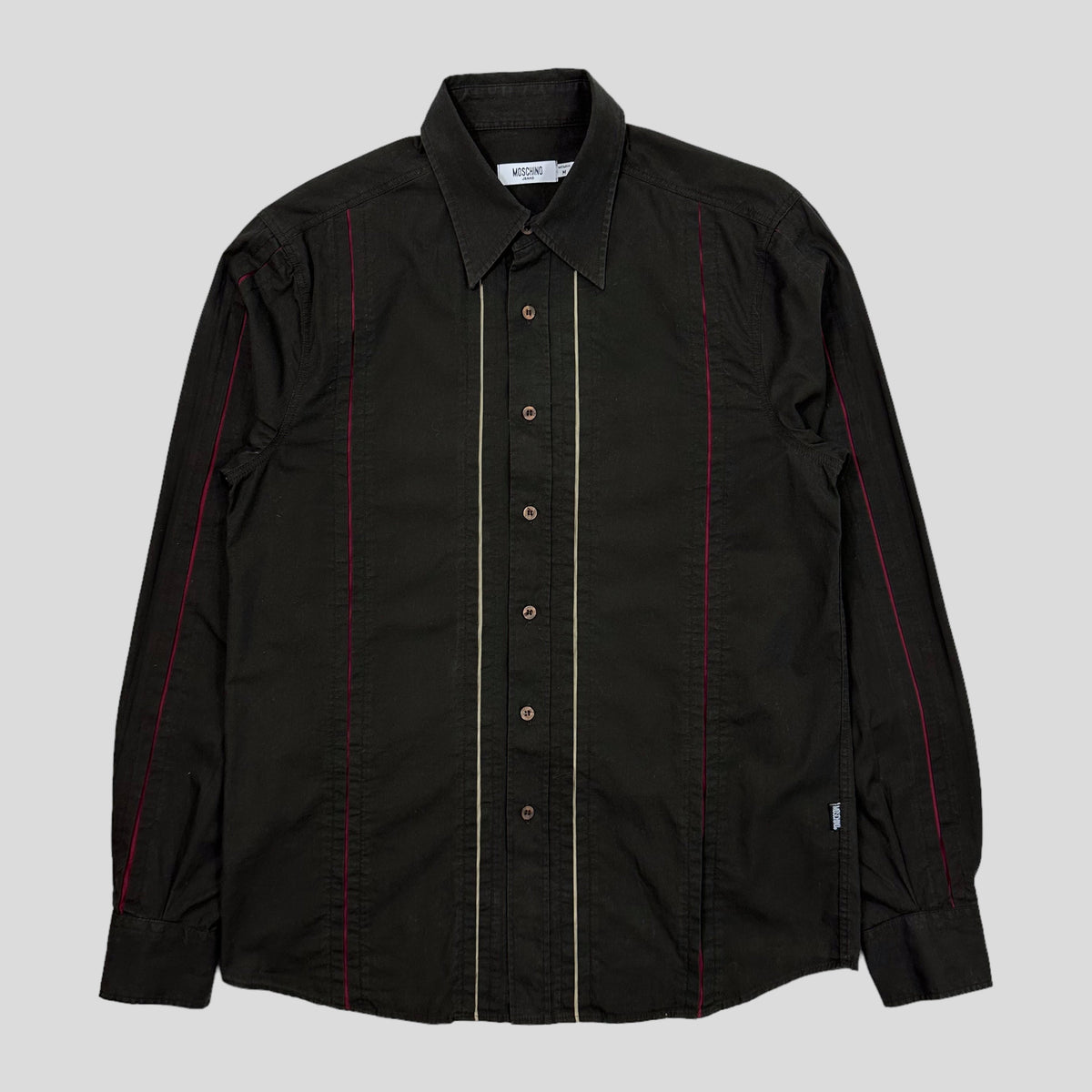 Moschino Jeans 00’s Tectonic Seam Technical Cotton Shirt - M | Brown