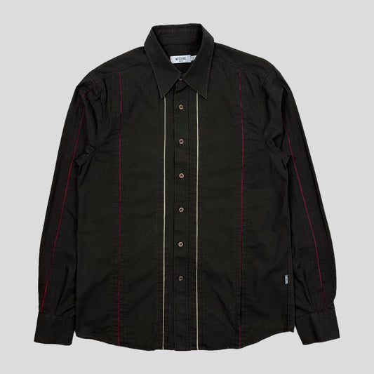 Moschino Jeans 00’s Tectonic Seam Technical Cotton Shirt - M | Brown