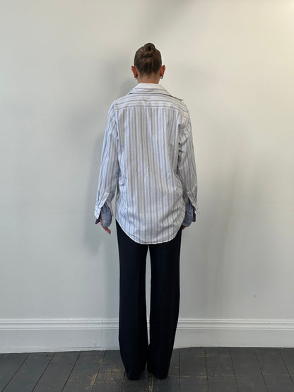 Christian Dior 1980s Stripe Pure Cotton Logo Shirt - L