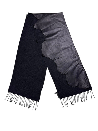 Jean Paul Gaultier leather wool scarf | O/S, Black