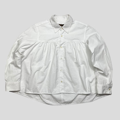 CDG Tricot 2019 Boxy Gathered Blouse Shirt - S-L | White