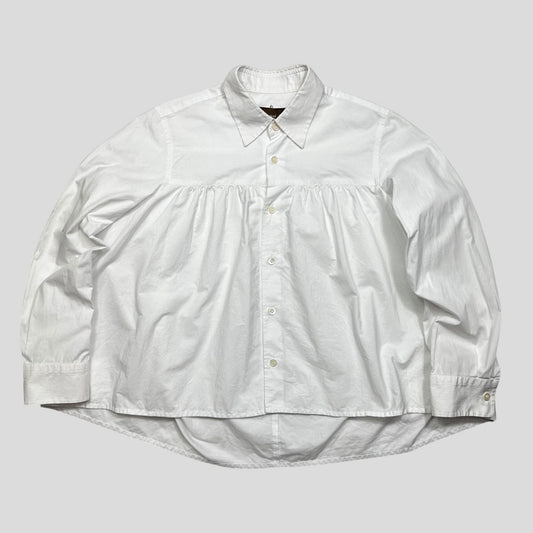 CDG Tricot 2019 Boxy Gathered Blouse Shirt - S-L | Small, Red