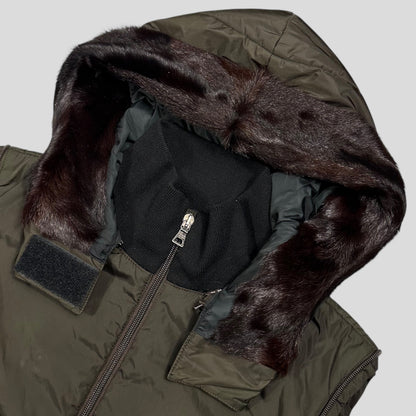 Prada Sport AW00 7 in 1 Nylon Padded Goat Fur Modular Bag Jacket - IT42 (S) | Default Title, Khaki