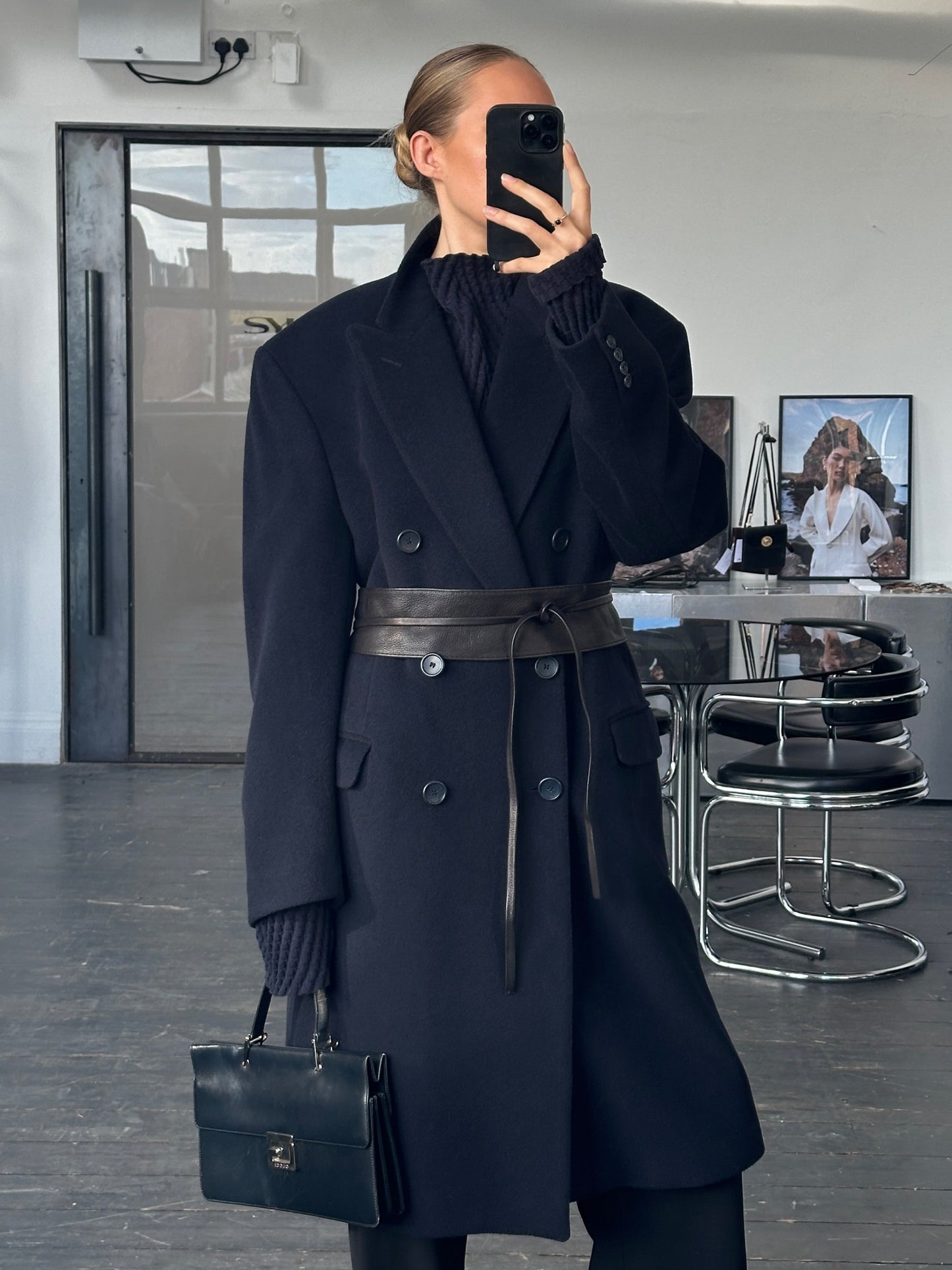 English Vintage 1990s Wool Cashmere Double Breasted Coat - XL