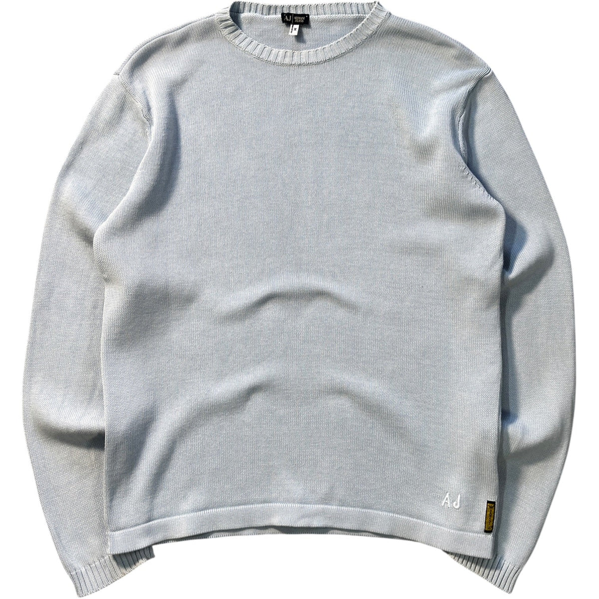 Armani Jeans 00’s Baby Blue Cotton Knit Jumper M | Medium, Multicoloured