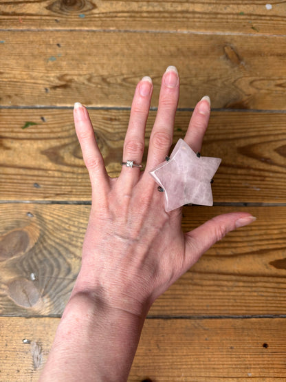 Gary Holder London 2000s Sterling silver rose quartz star ring | O/S, Rose