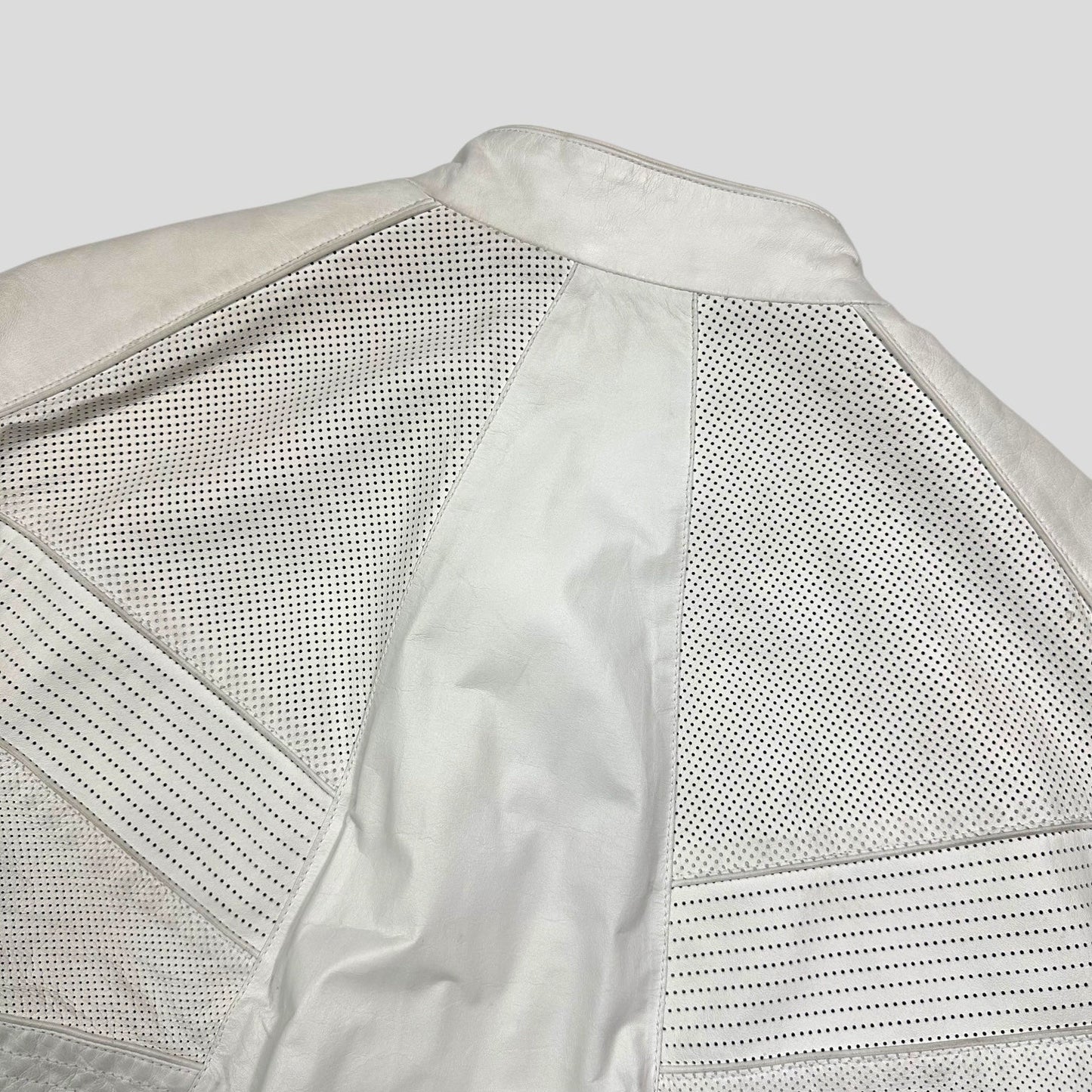 Gucci 2010 Nappa Leather Café Racer Perforated Panelled Biker Jacket - IT54 (L) | Default Title, White