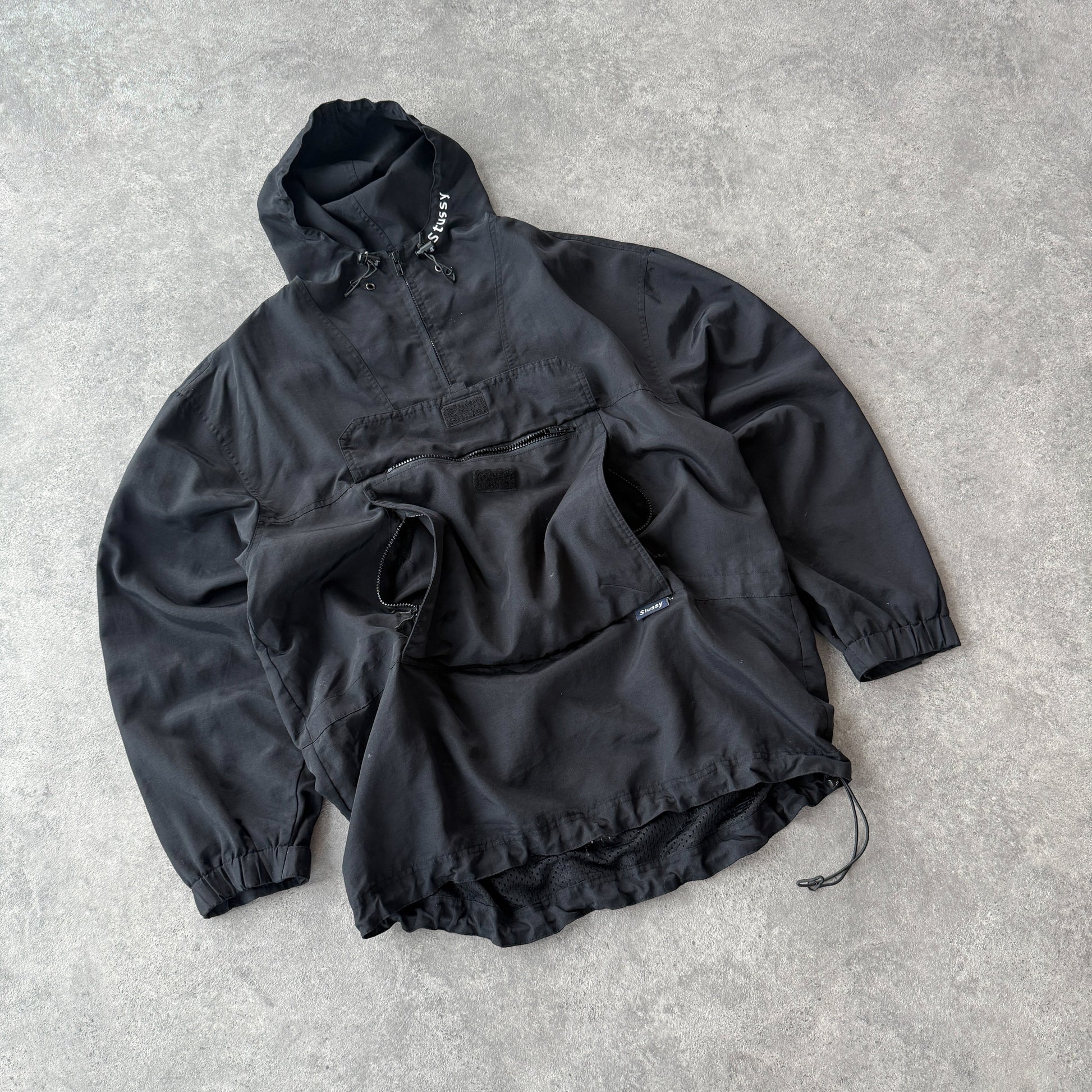 Stussy RARE 1990s 1/4 zip technical cargo jacket (L) โ Known Source