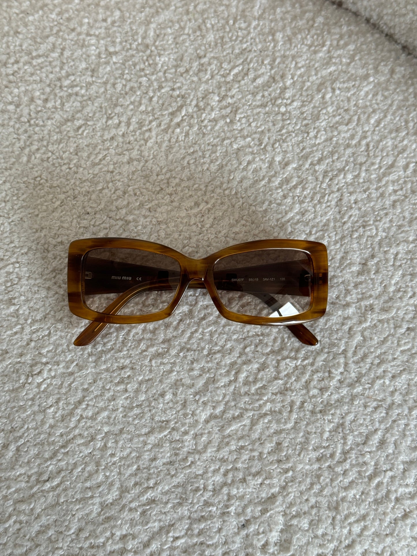 2000s Miu Miu Diamanté Square Brown Tortoise Sunglasses | O/S, Brown