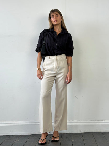 Max Mara Pure Wool High Waisted Tailored Trousers - W28 - Known Source