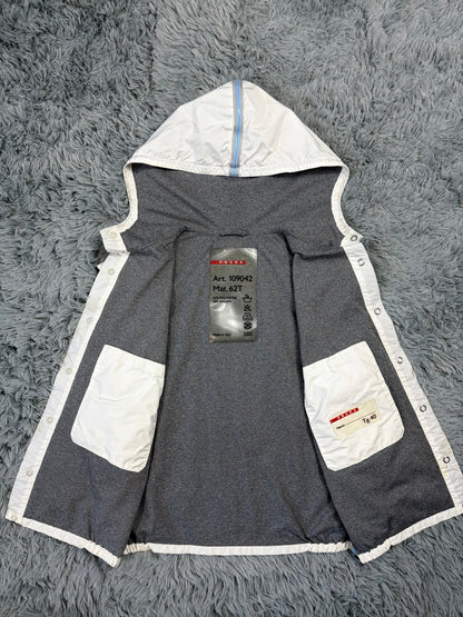 Prada Sport SS00 Gel Seam White Nylon Hooded Gilet Jacket - S | O/S, Multicoloured