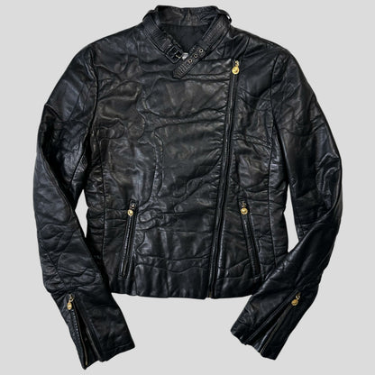 Gianni Versace 1997 Leather Puzzle Camo Biker Jacket - S | Default Title, Multicoloured