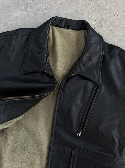 Vintage Fleece Lined Leather Jacket - XL