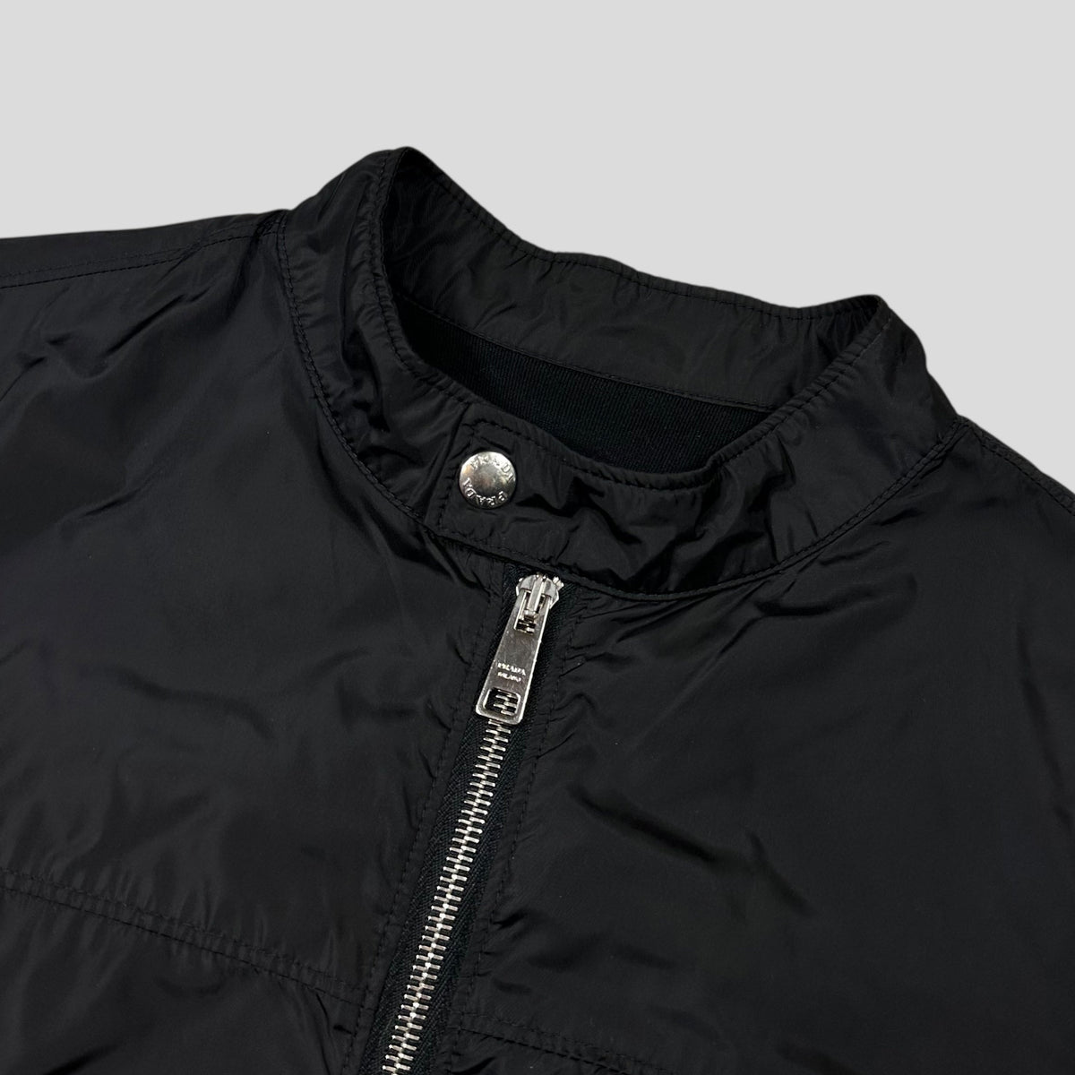 Prada Sport 2013 Minimalistic Nylon Panelled Moto Jacket - S | Black