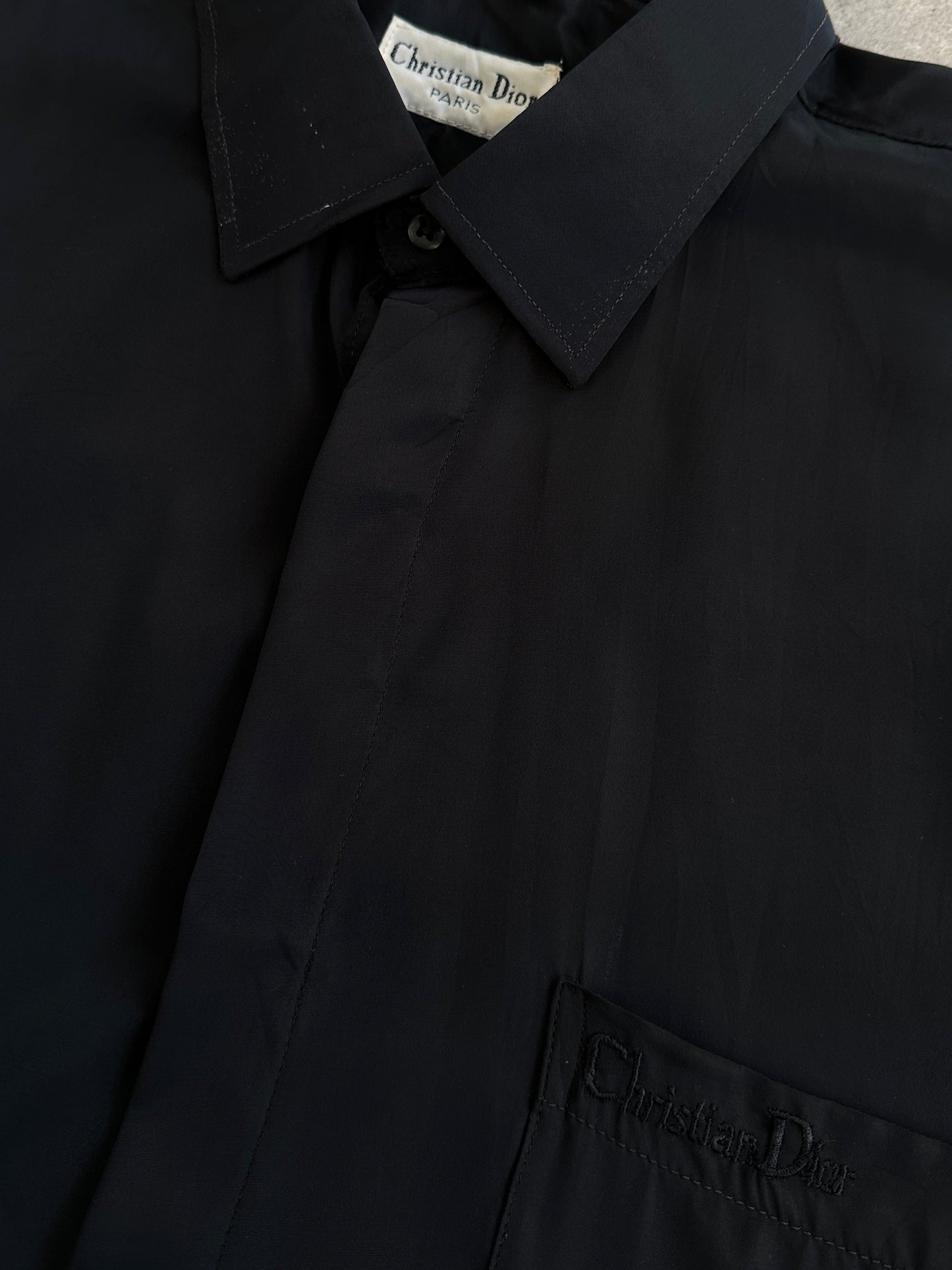 Christian Dior Paris 1990s Pure Silk Short Sleeve Logo Shirt - XL