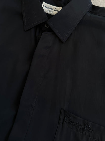 Christian Dior Paris 1990s Pure Silk Short Sleeve Logo Shirt - XL