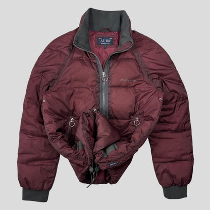 Armani Jeans 00’s Opaque Burgundy Nylon Down Puffer Jacket - L