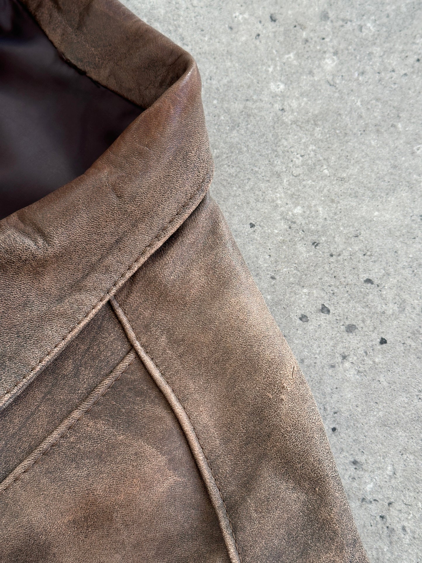 British Vintage Aged Leather Biker Jacket - M/L