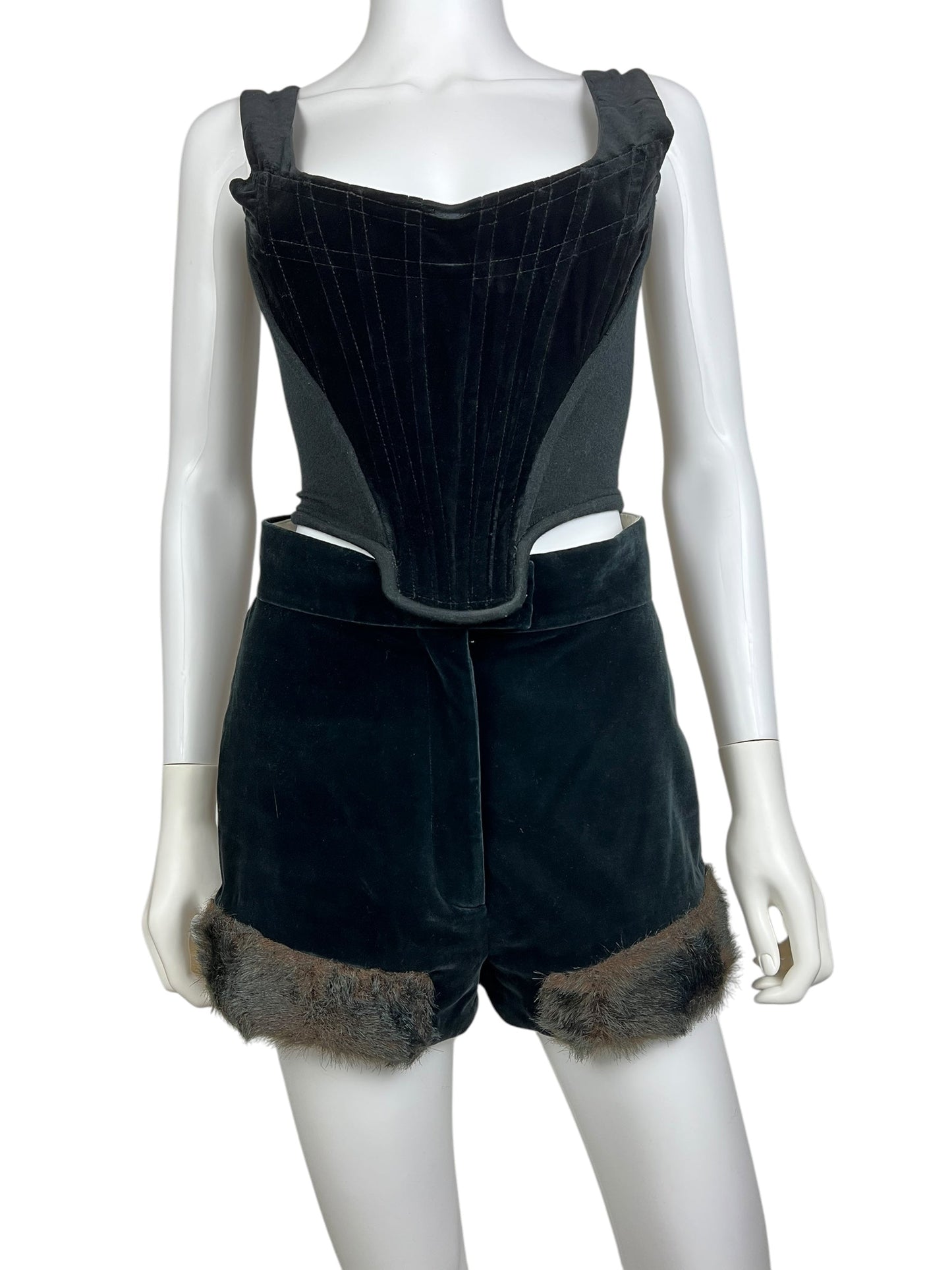 Vivienne Westwood F/W 2014 faux fur trim velvet shorts, F/W 1991 re-edition | Small, Red