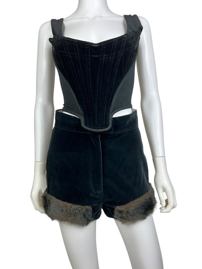 Vivienne Westwood F/W 2014 faux fur trim velvet shorts, F/W 1991 re-edition | Small, Red