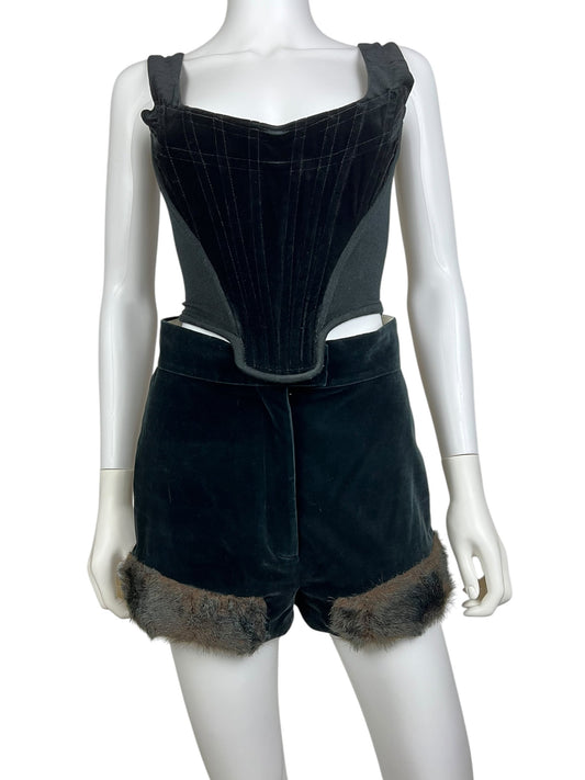Vivienne Westwood F/W 2014 faux fur trim velvet shorts, F/W 1991 re-edition | Small, Red