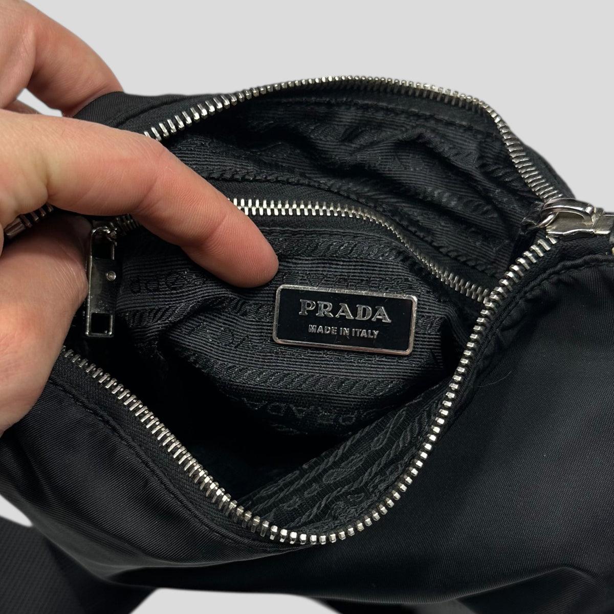 Prada Milano 00’s Nylon & Patent Leather Crossbody Bag | O/S, Black