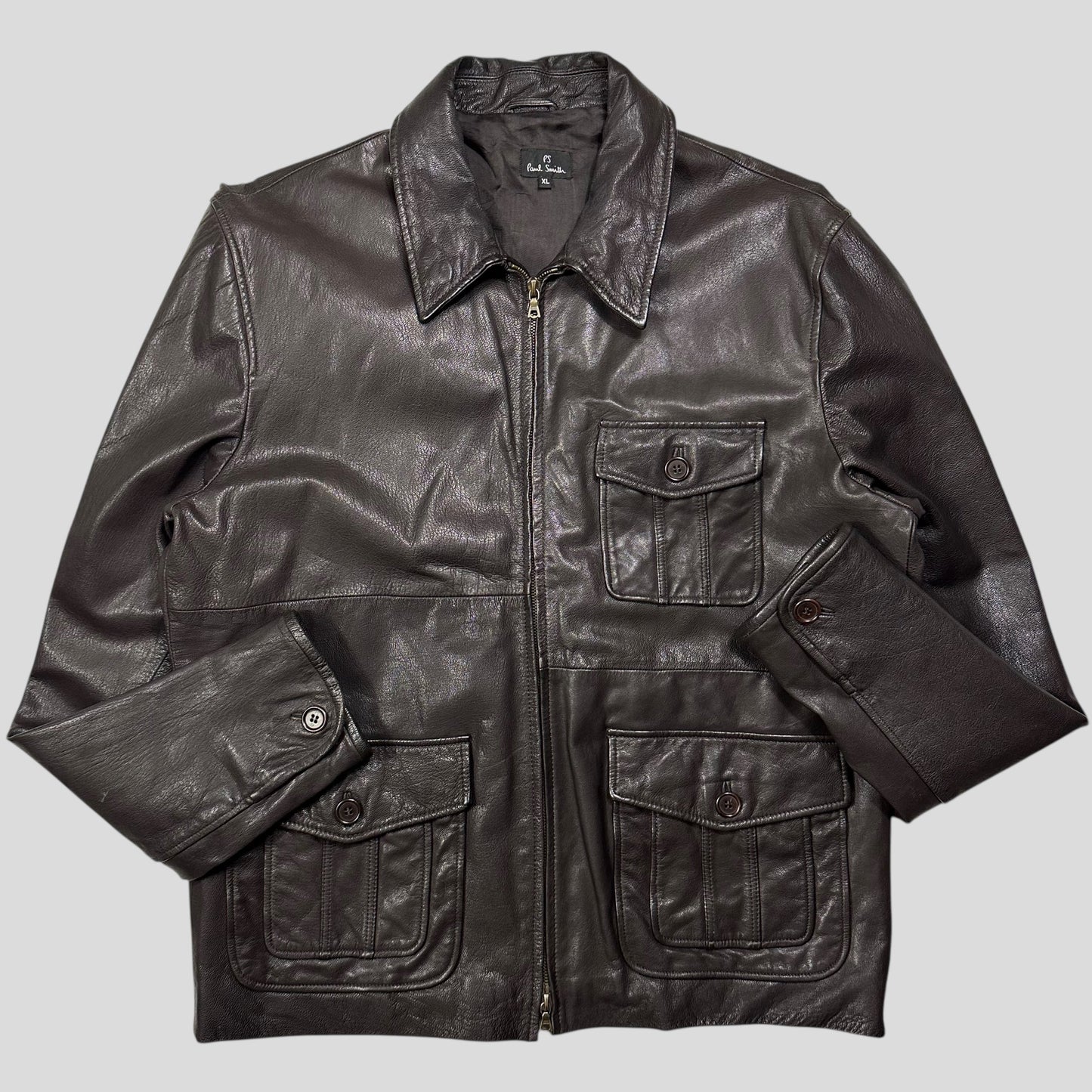 Paul Smith 00’s Multipocket Leather Nylon Lined Jacket - L/XL