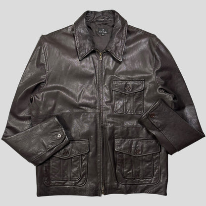 Paul Smith 00’s Multipocket Leather Nylon Lined Jacket - L/XL
