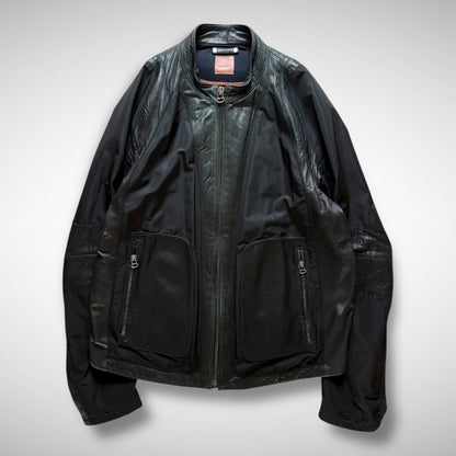 Hugo Boss Orange Nylon & Leather Panel Biker Jacket (2000s)